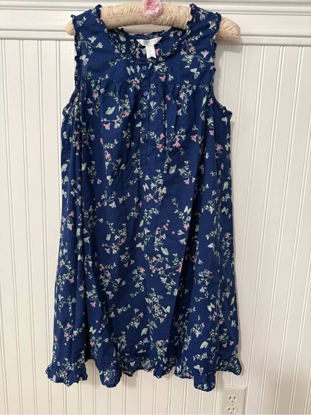 Donna sleepwear cotton ruffle hem  nightgown